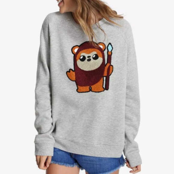 Star Wars Ewok Fuzzy Womens Pullover Sweatshirt - BoxLunch Exclusive Rare 2018 - Picture 3 of 10